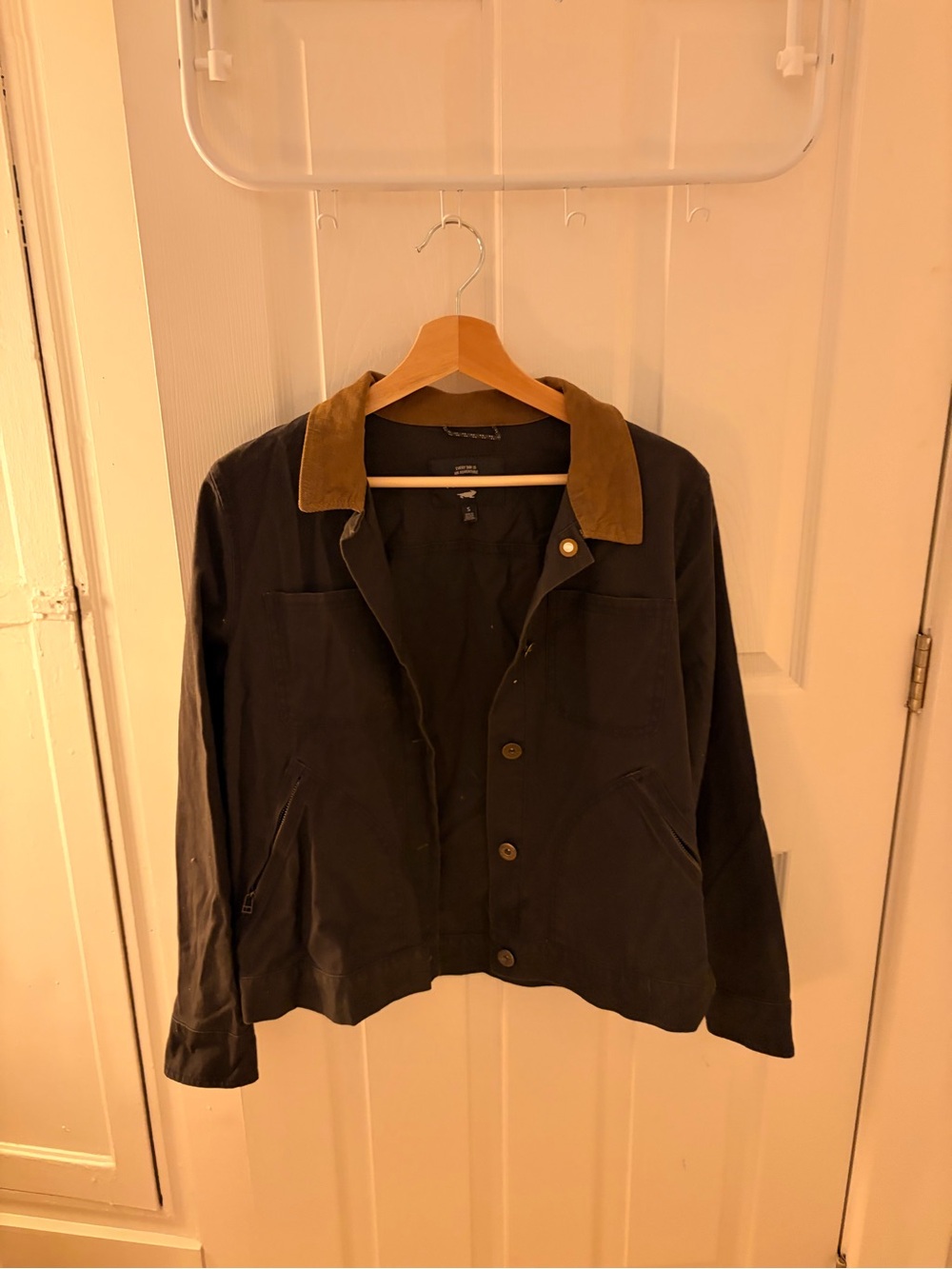 Women’s charcoal work Jacket with Brown Corduroy Collar